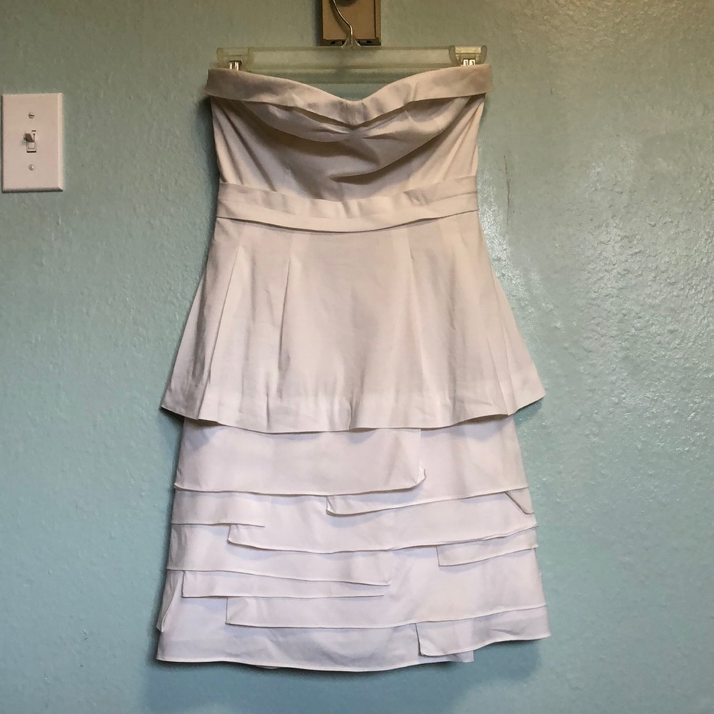 BCBG white strapless dress